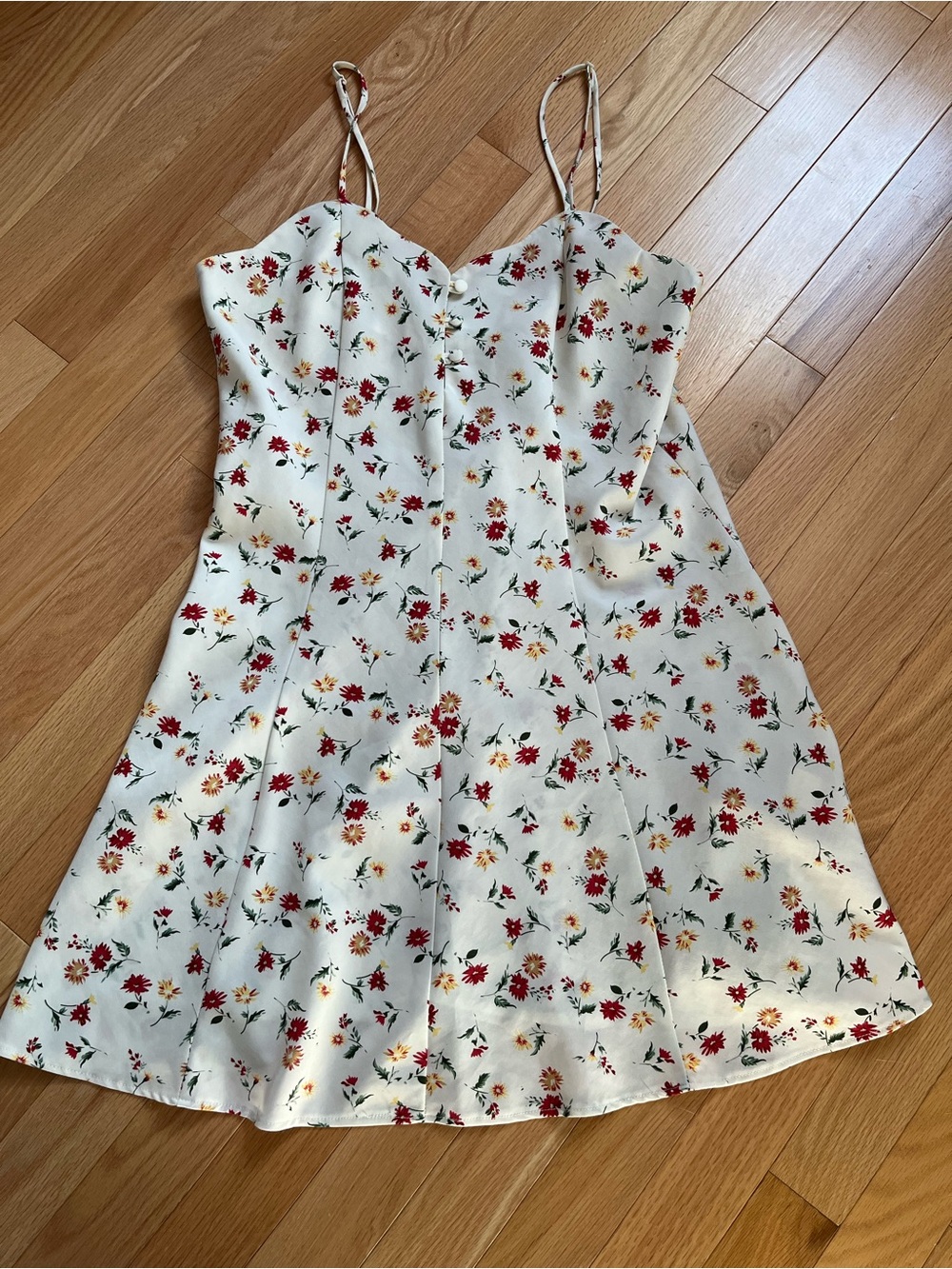 Girls Cream Floral Sundress with Red & Yellow Flowers